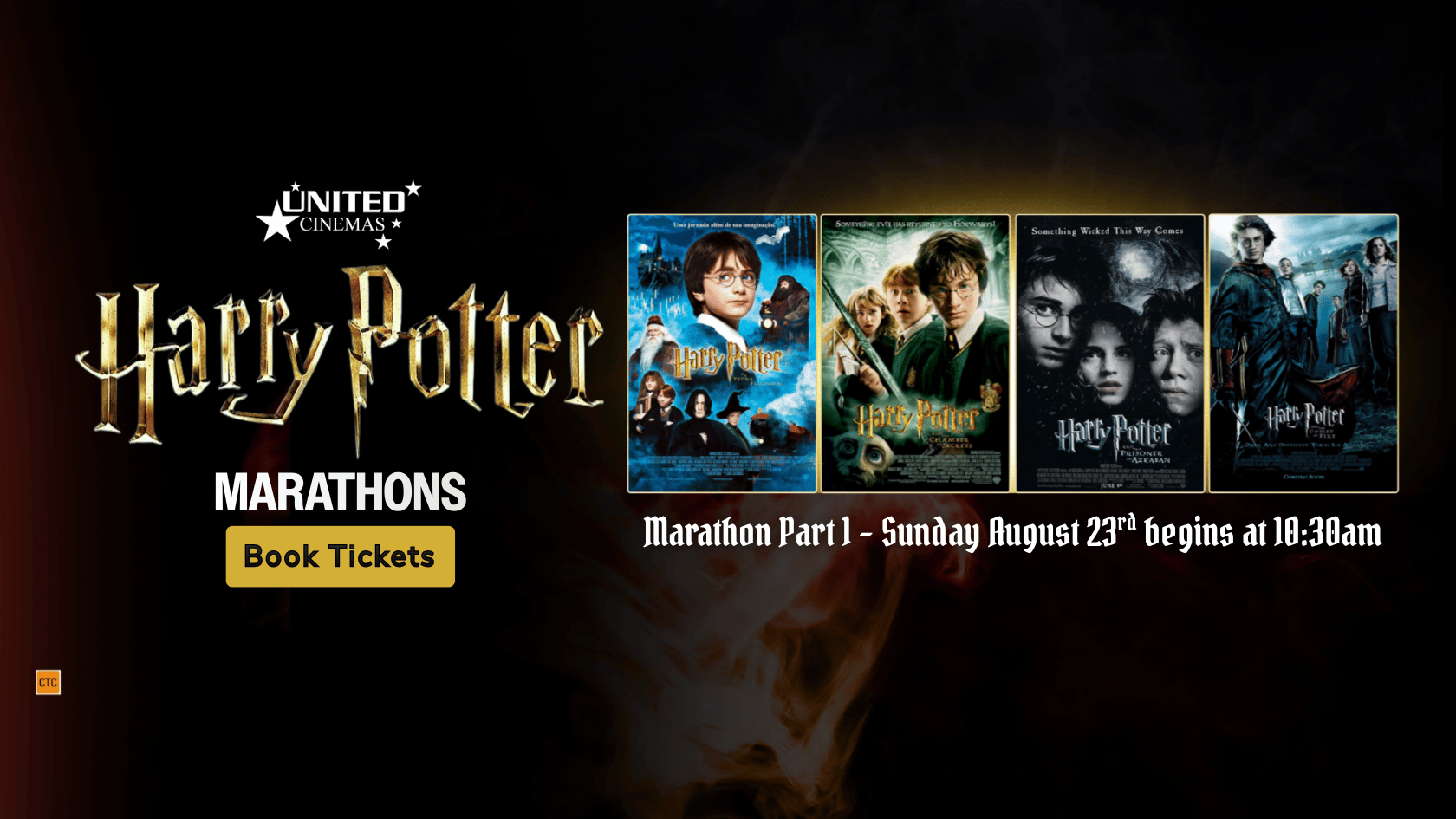 Film backdrop for Harry Potter Marathon Part 1